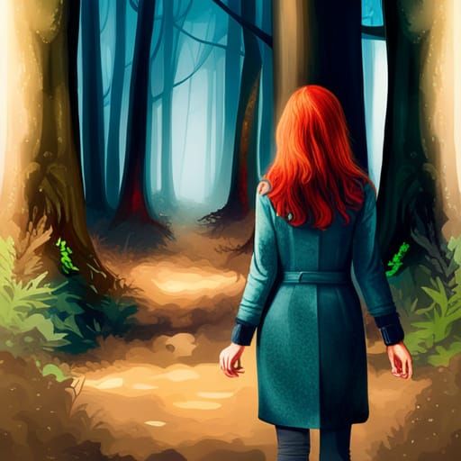 Eerie Redhead in Misty London Forest