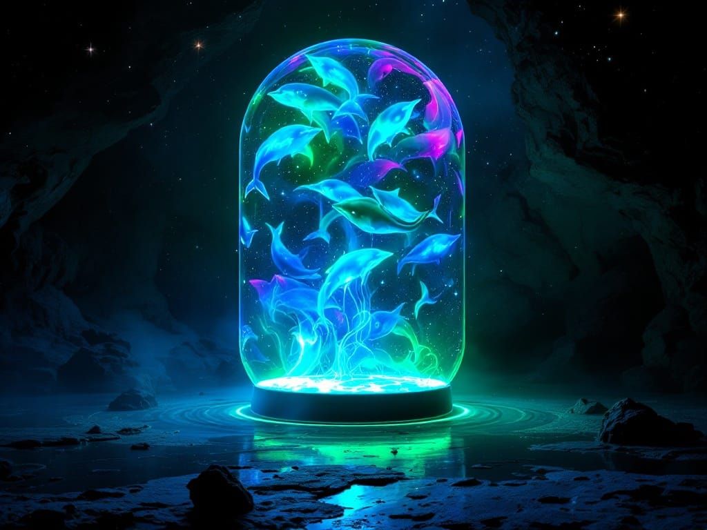 Ethereal Cosmic Lava Lamp in Teal, Purple, and Green