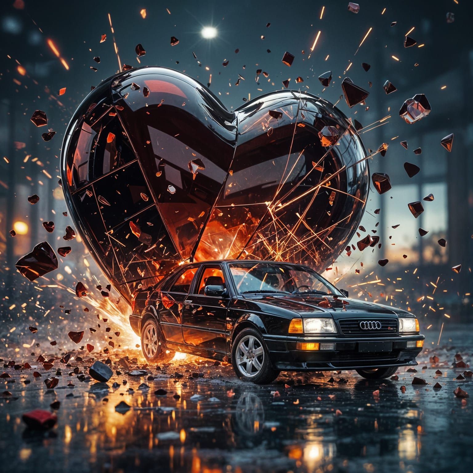 Audi 80 B3 Shatters Dark Glass Heart