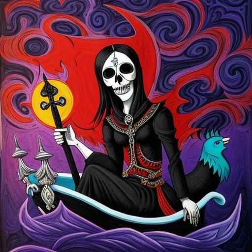 Charon Ferries a Soul: Folk Art Mixed Media