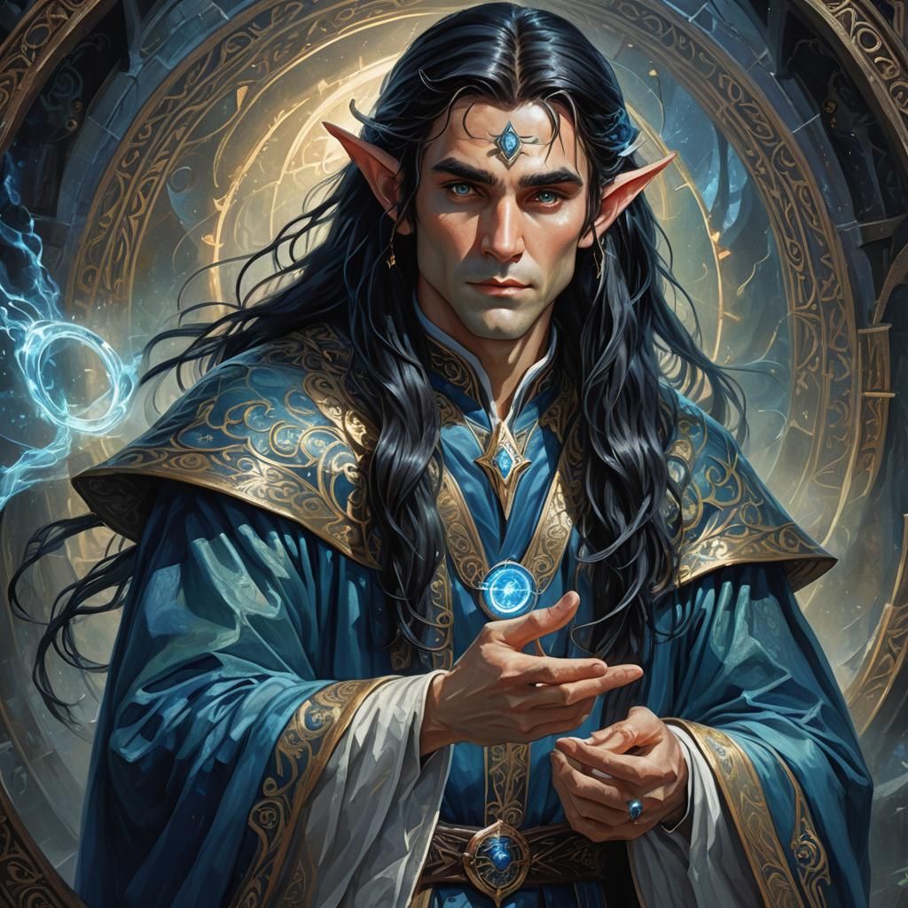 Elf Celabrimbor Portrait in Rich Oil Painting Style