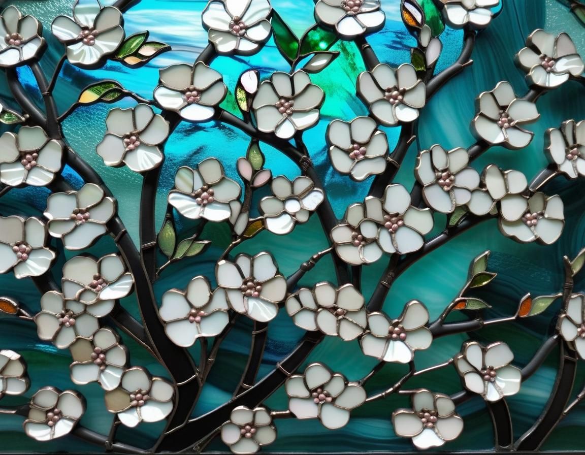 Stained Glass Cherry Blossoms Inspired by Japanese Art