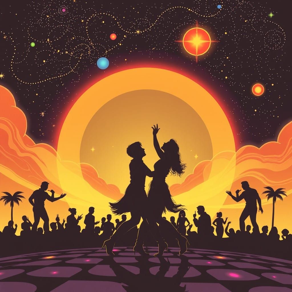 Cosmic Dance in Retro Style