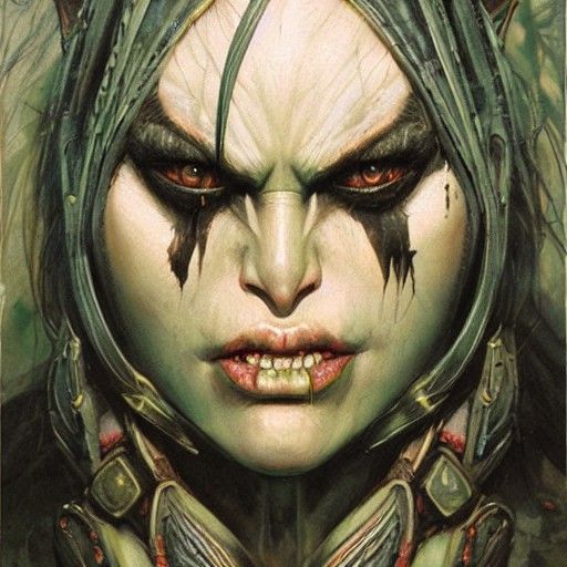 Orc Woman Portrait in Oil Painting Style