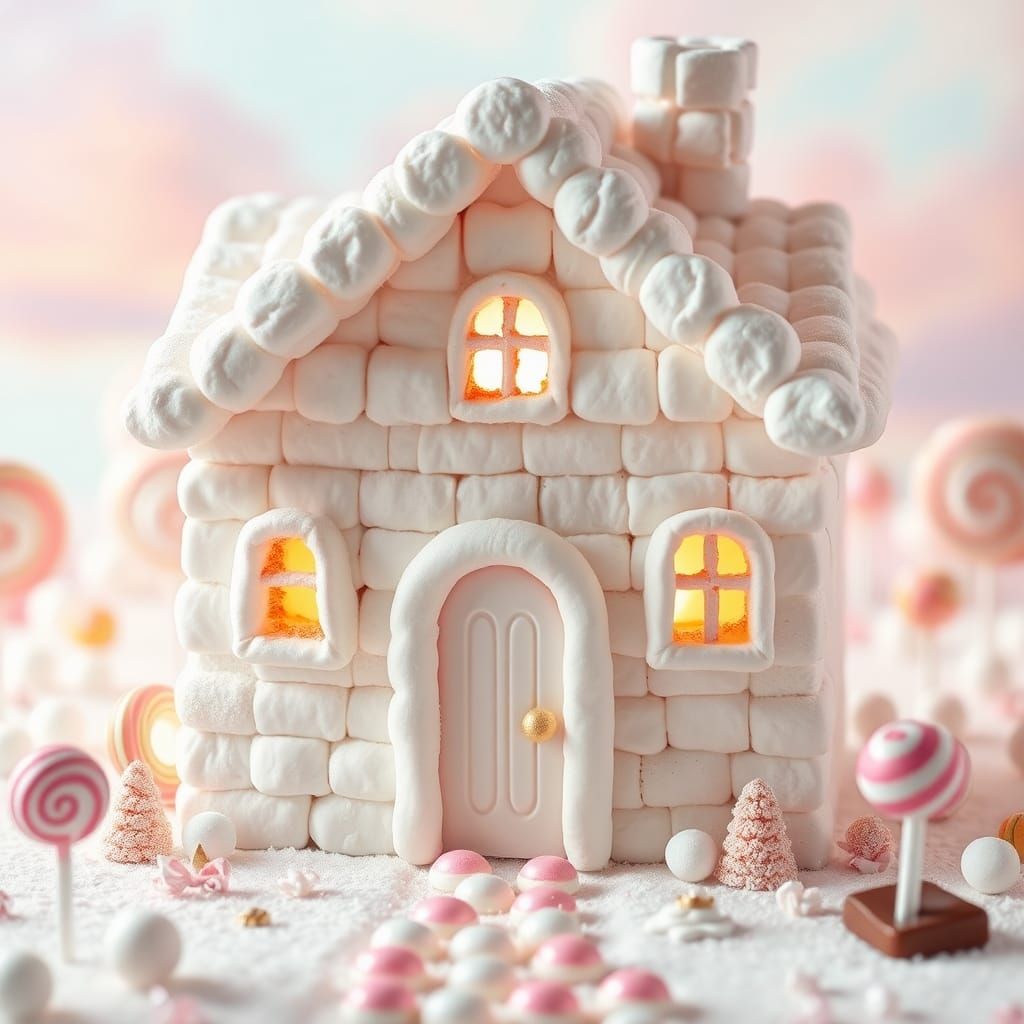 Marshmallow House in Candy Land Dreamscape