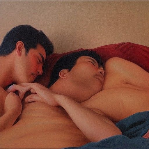 Realistic Oil Painting of Two Men in Thailand