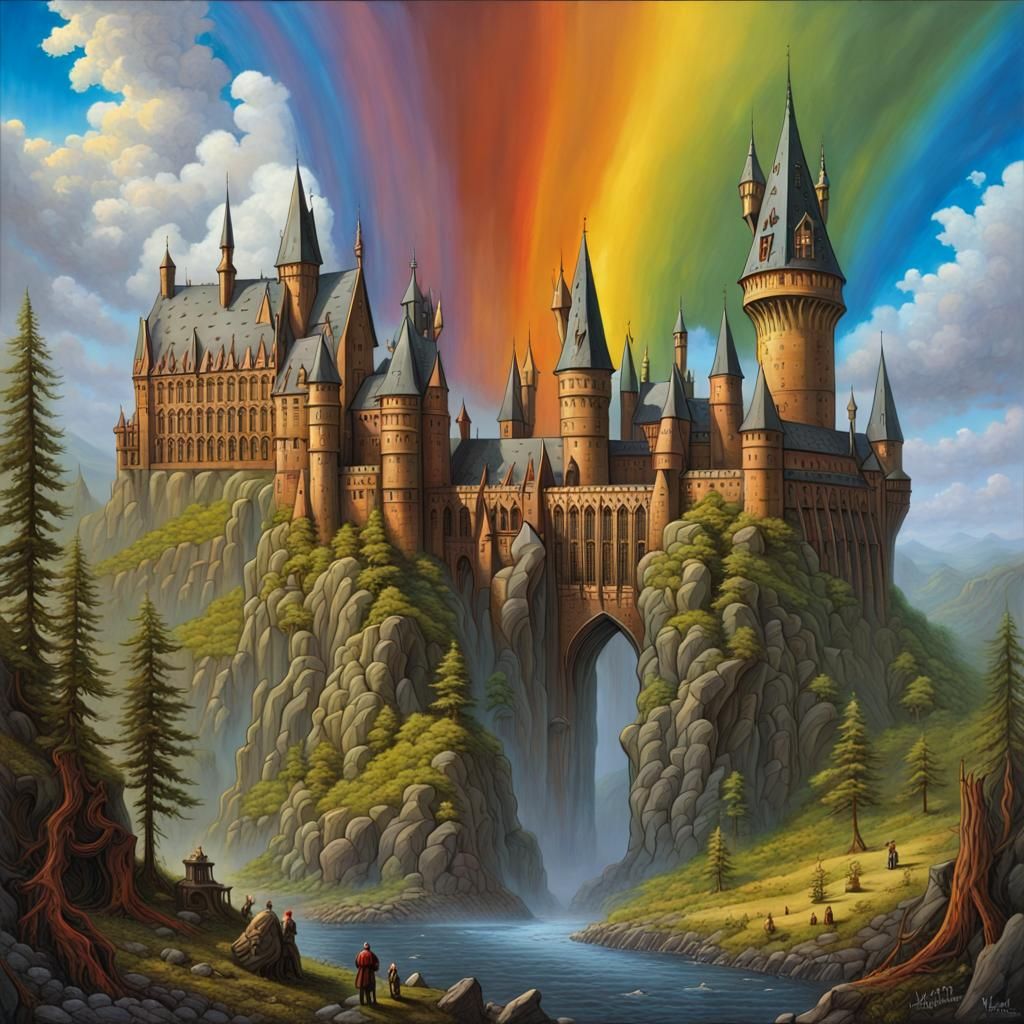 Steampunk Hogwarts with Rainbow Catalepsy