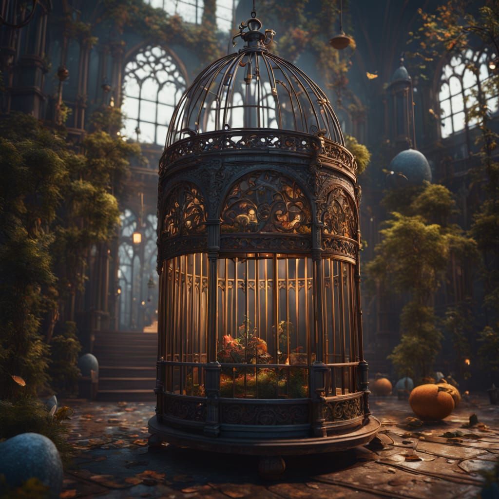 Fantastical Birdcage Matte Painting