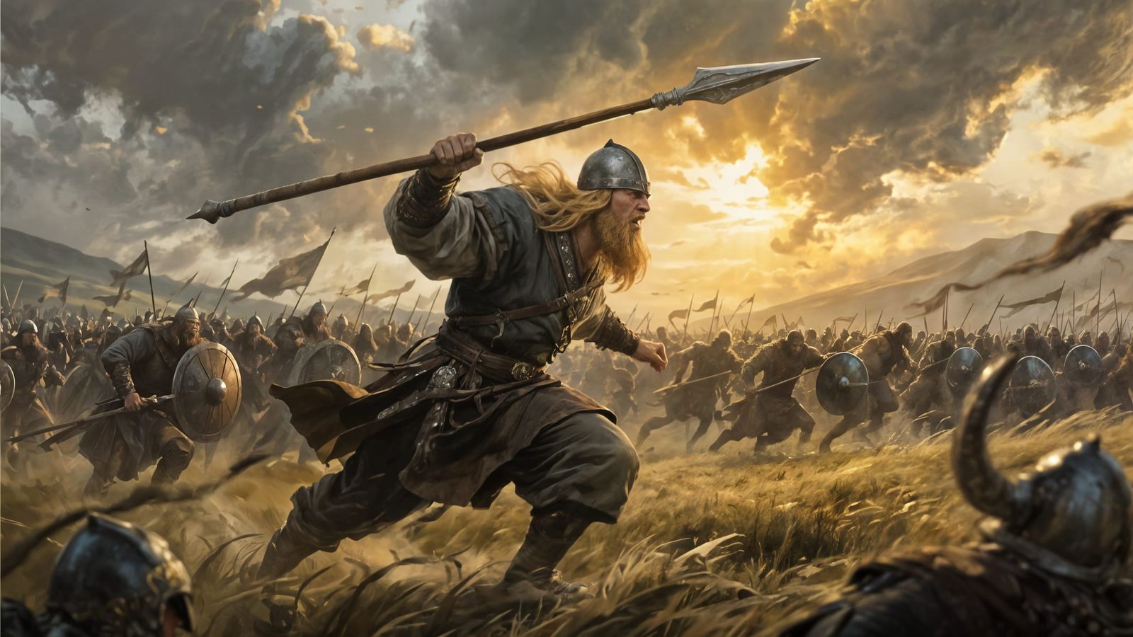 Viking Horde Charging into Battle: Digital Painting