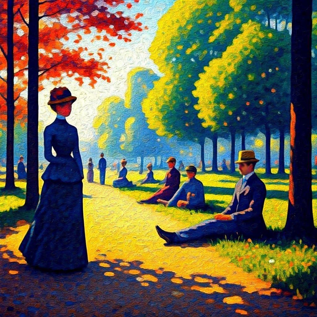 Pointillist Seascape in La Grande Jatte Style