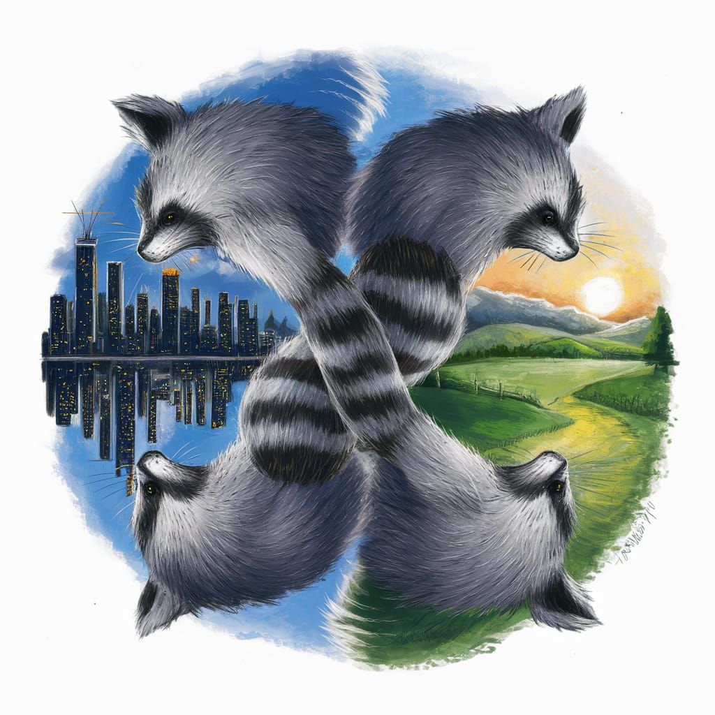 Raccoons Unite City and Country in Harmony