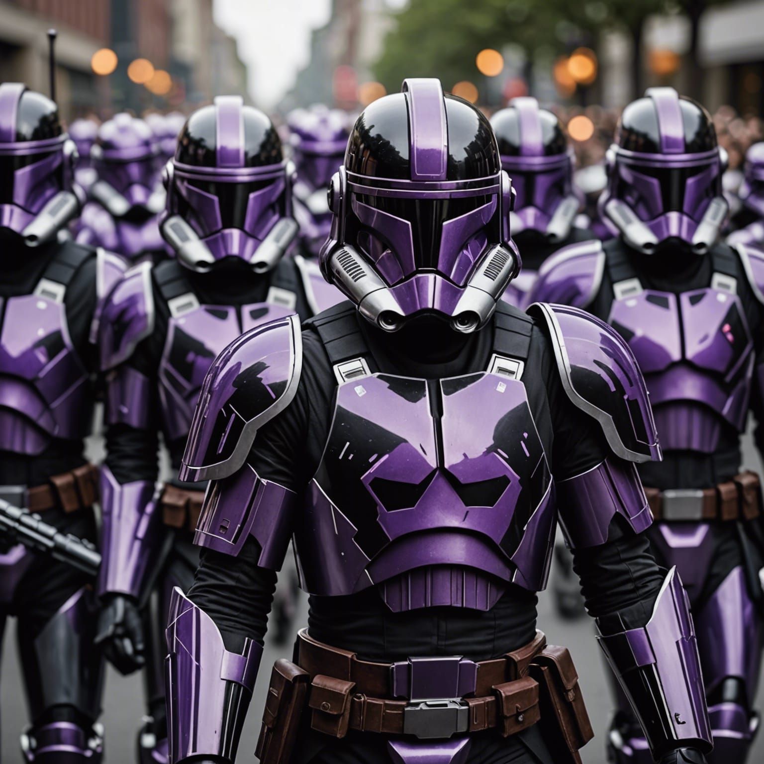 Black and Purple Clone Troopers Marching