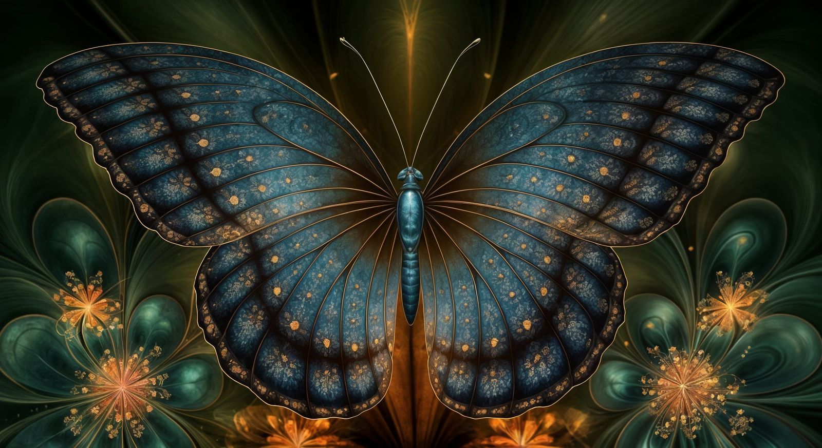 Majestic Fractal Butterfly with Recursive Wing Patterns