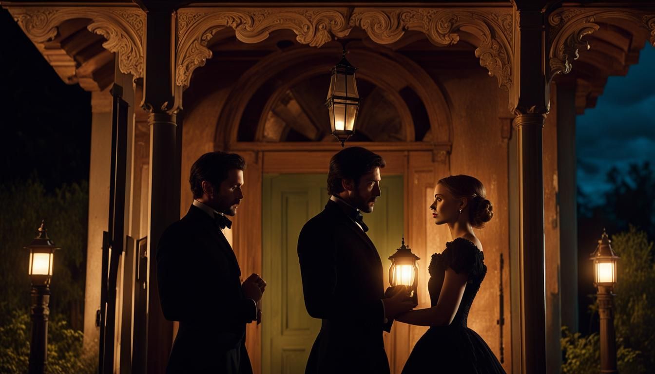 Victorian Couple at Hacienda in 3D Anime Style