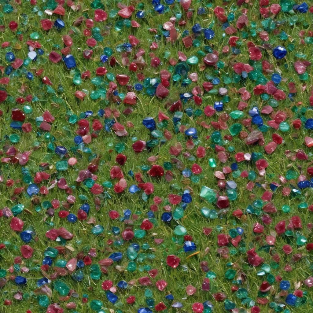 Vibrant Ruby Sapphire Emerald Meadow Landscapes in Jewel-Ton...