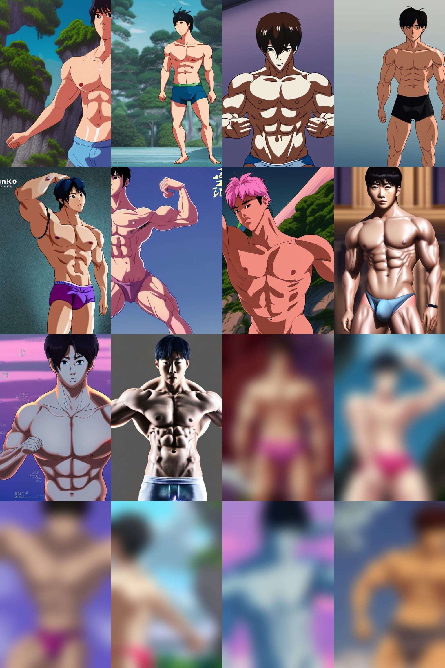 Handsome Korean Man Flexing, Anime Key Visual Art