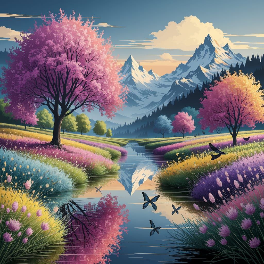 Spring near the mountains