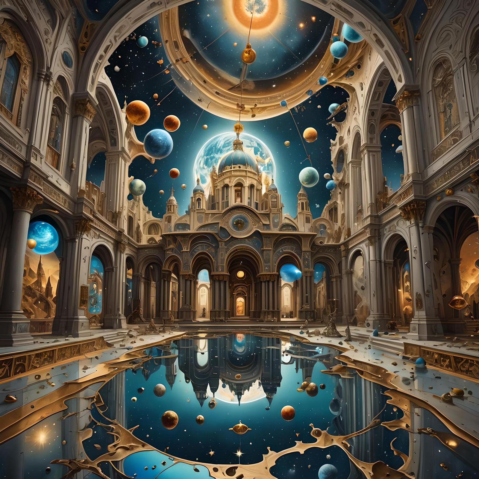 Surreal Space Cathedral in a Detailed Matte Painting