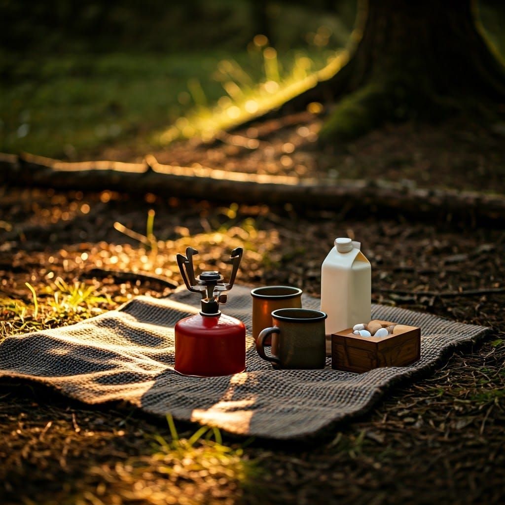 Camping Coffee Scene in Photorealistic Style