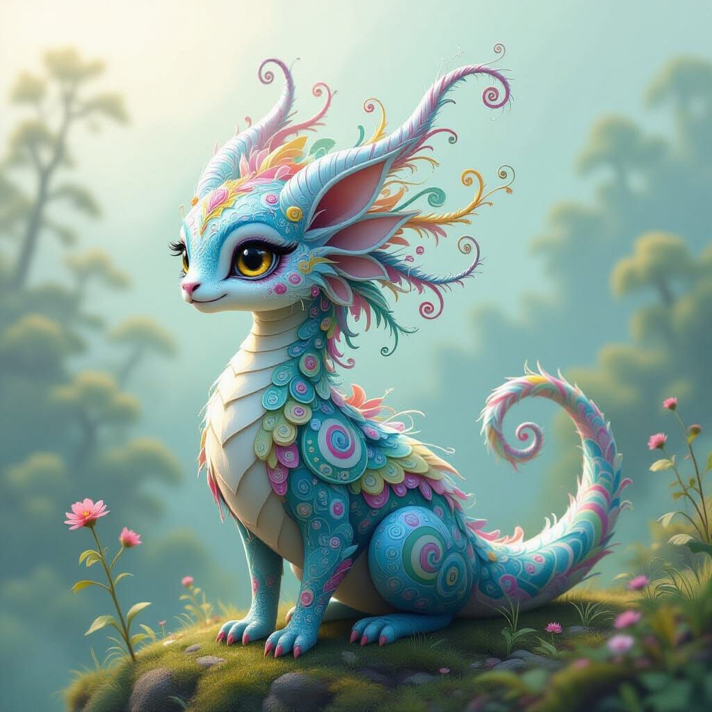 Whimsical Fantasy Creature in Dreamlike Digital Art