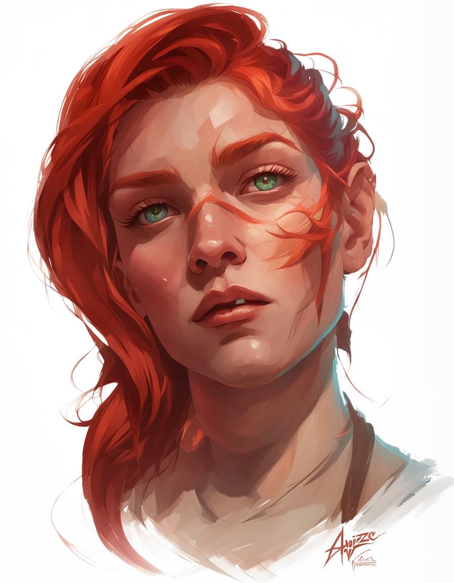 Half-Orc Wizard Portrait in Art Nouveau Style