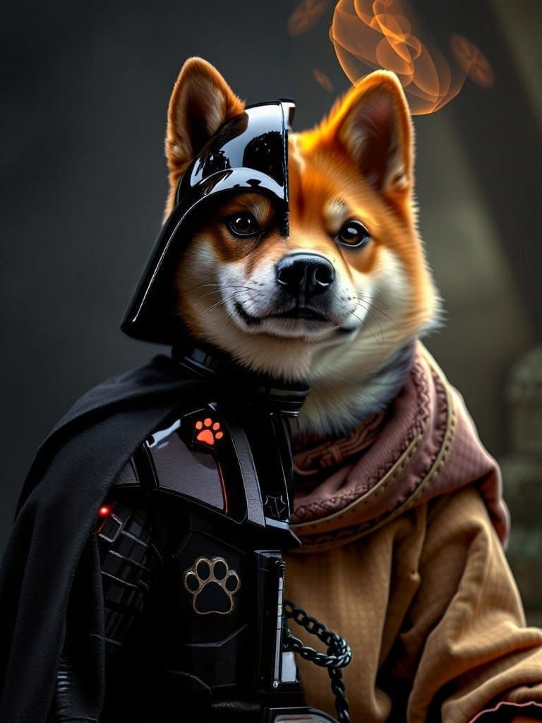 Mysterious Young Jedi Shiba Inu in Robes