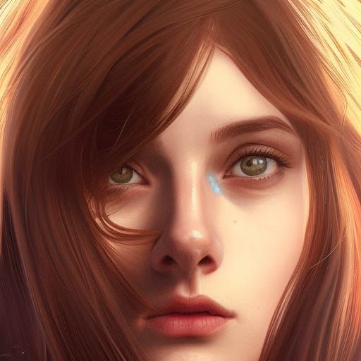 Detailed Portrait of a Girl in Art Nouveau Style