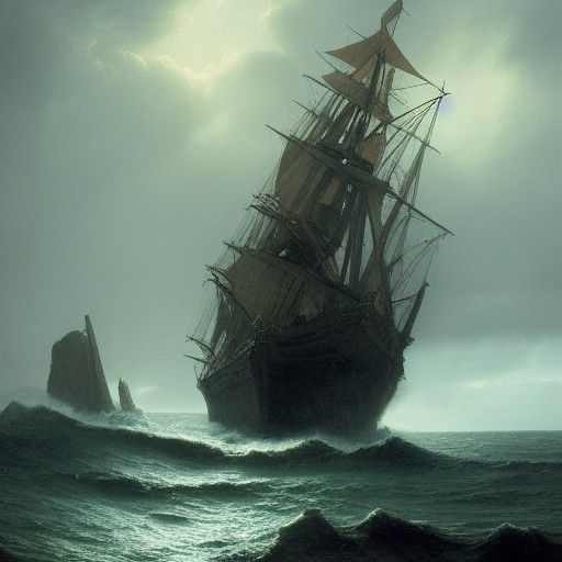 The Flying Dutchman in Gothic Horror Style
