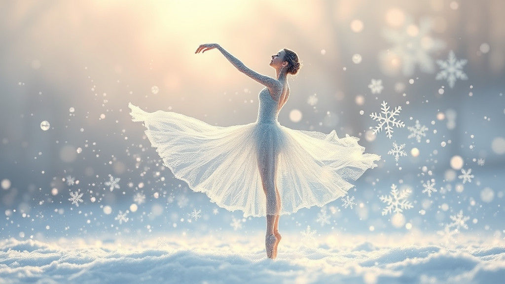 Ethereal Frost Ballerina in Delicate Snowflakes