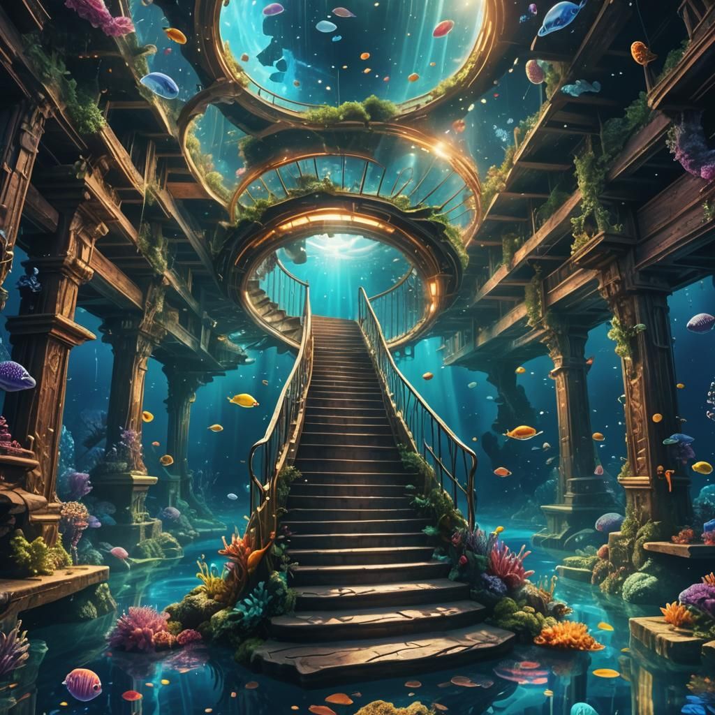 Underwater Wormhole: Holographic Astral Cosmic Illustration