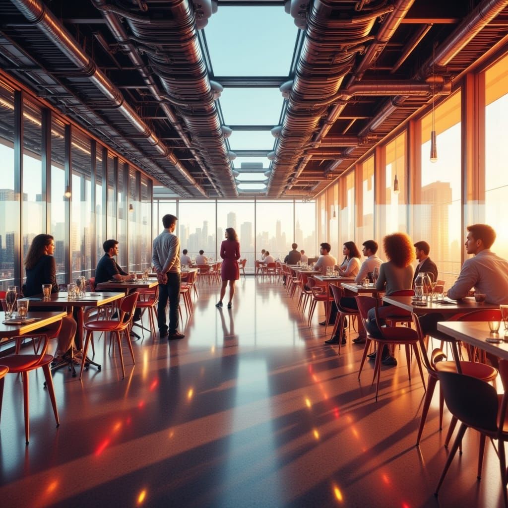 Futuristic Think Tank in Sleek Cyberpunk Style