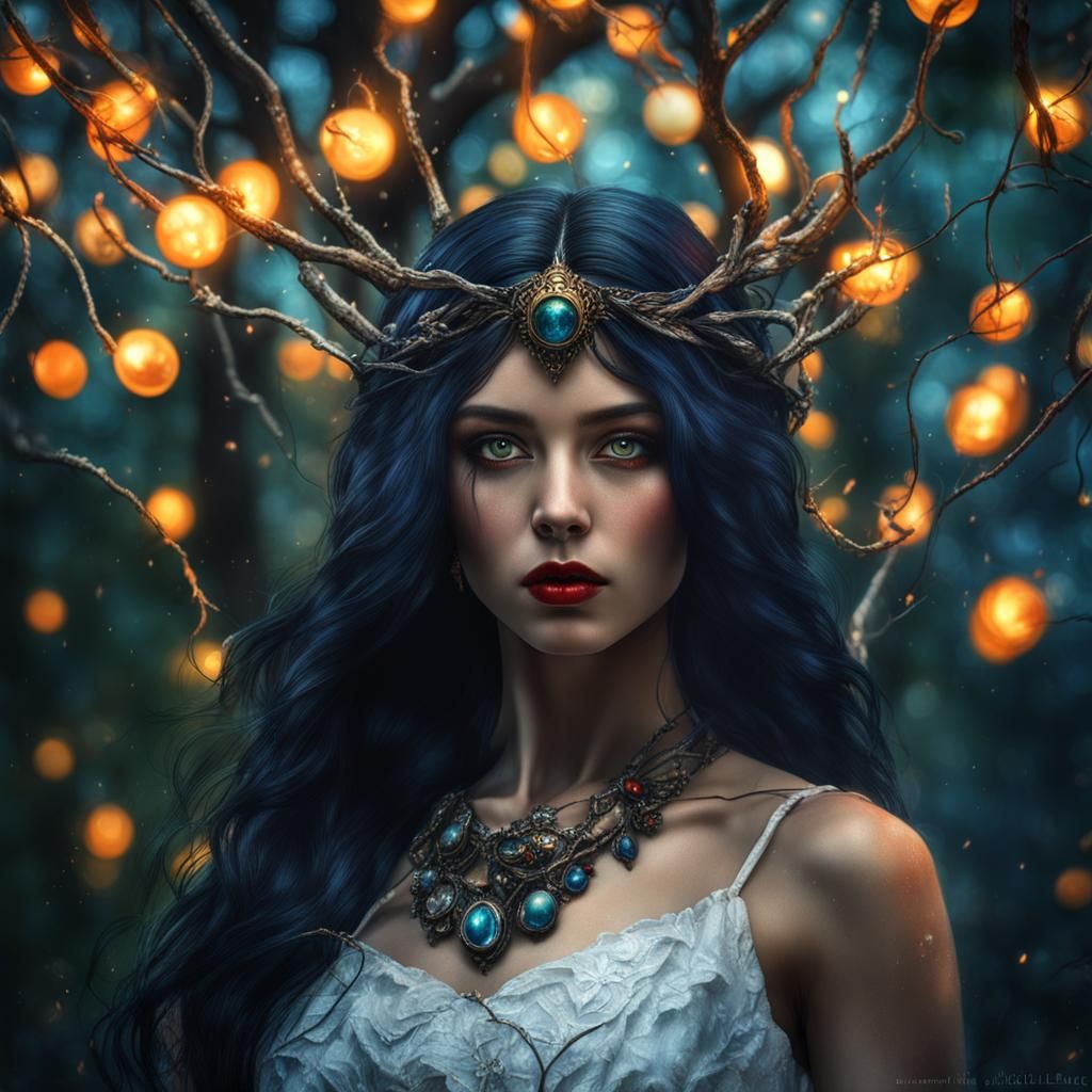 Goddess of Dark Woods in Hyperrealism