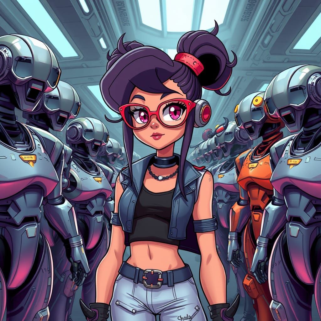 Shantae in a Futuristic Robot Showroom