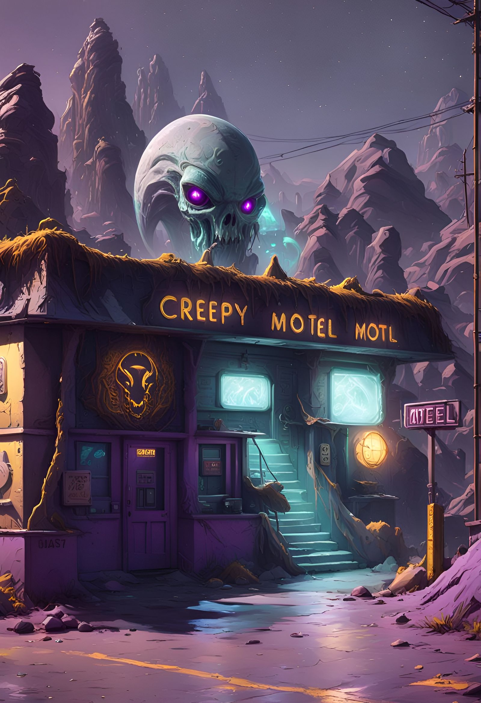 Alien Motel: A Dark Fantasy Concept Art
