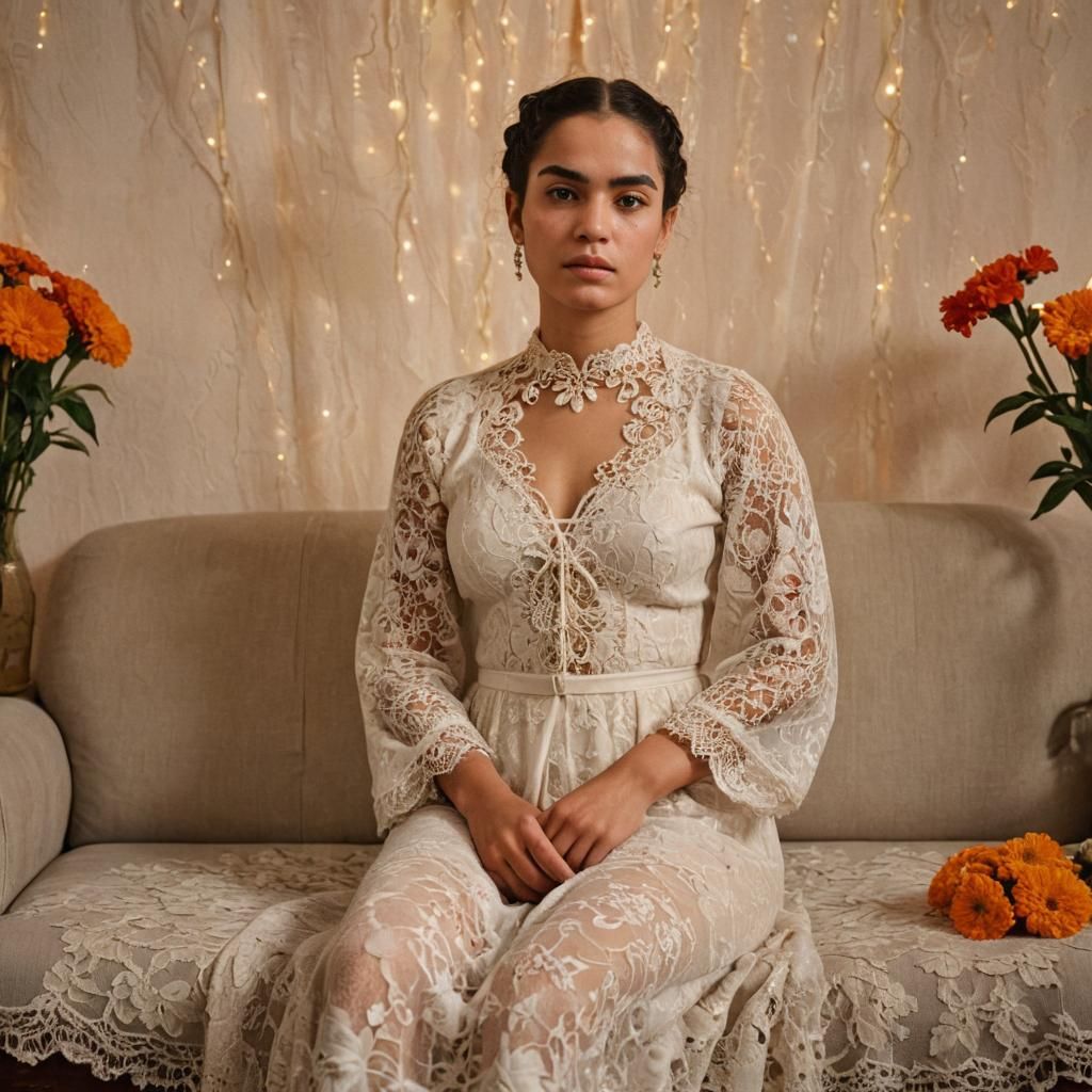 Latin American Surrealism: Soulful Portrait in Vibrant Color...