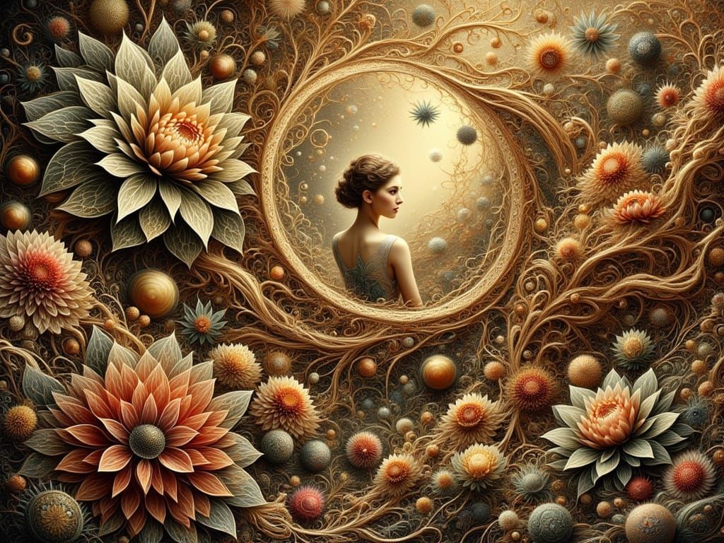 Dreamy Fractal Garden in Shimmering Gold