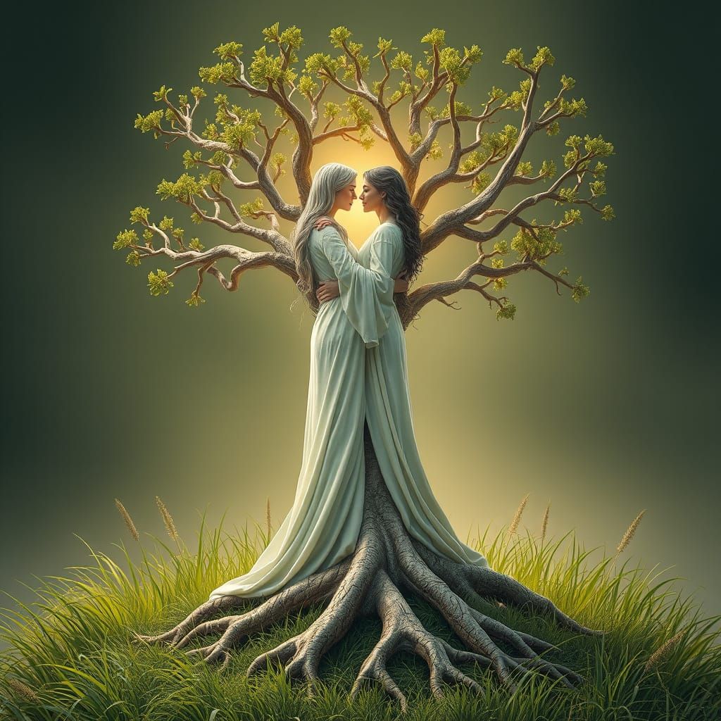 Tree of Love and Unity: Surreal Fantasy Art