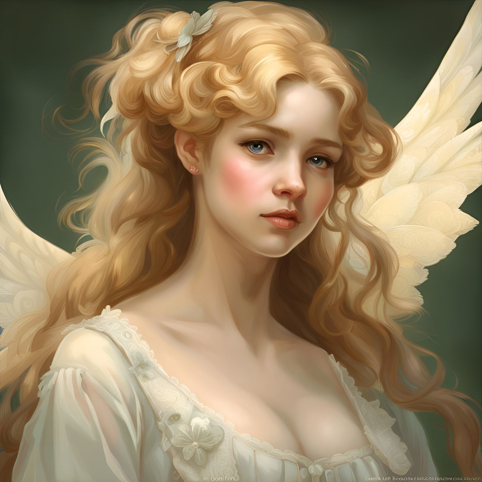 Beautiful Irish Maiden Portrait in Rococo Style