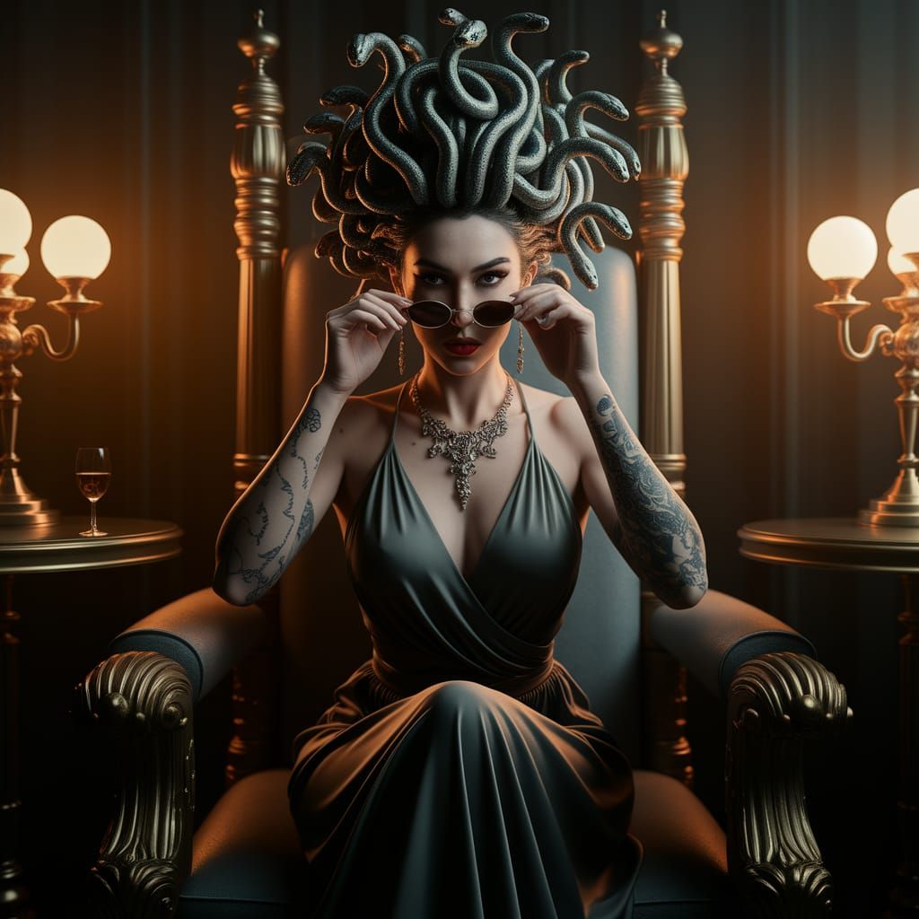 Regal Medusa in Moody, Elegant High Fashion Editorial