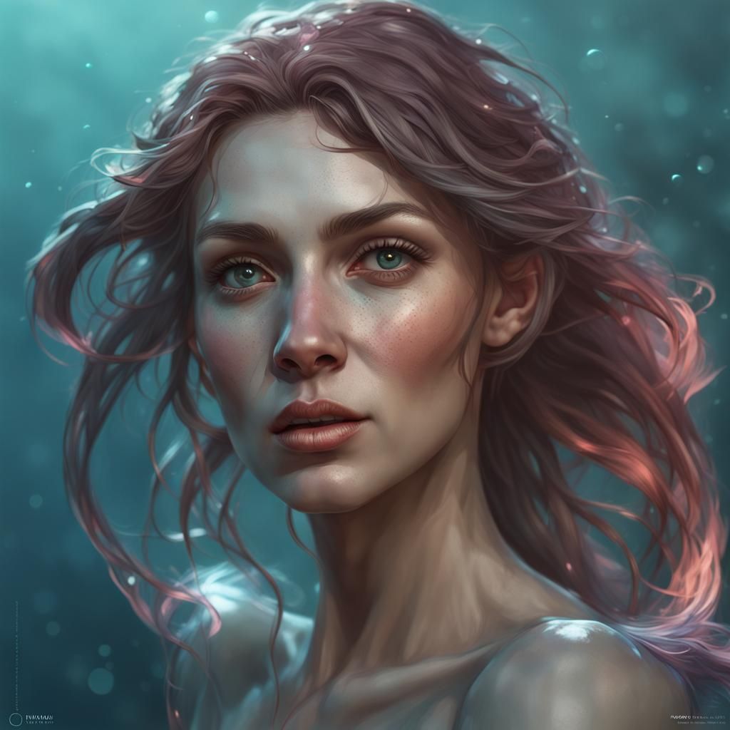 Shark-Skinned Woman Portrait in Hyperdetailed Style