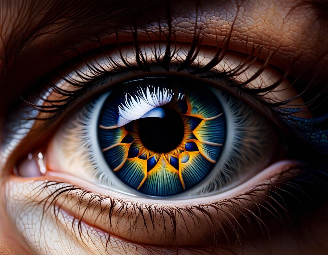 Fractal Iris in Hyperrealistic Eye Close-Up