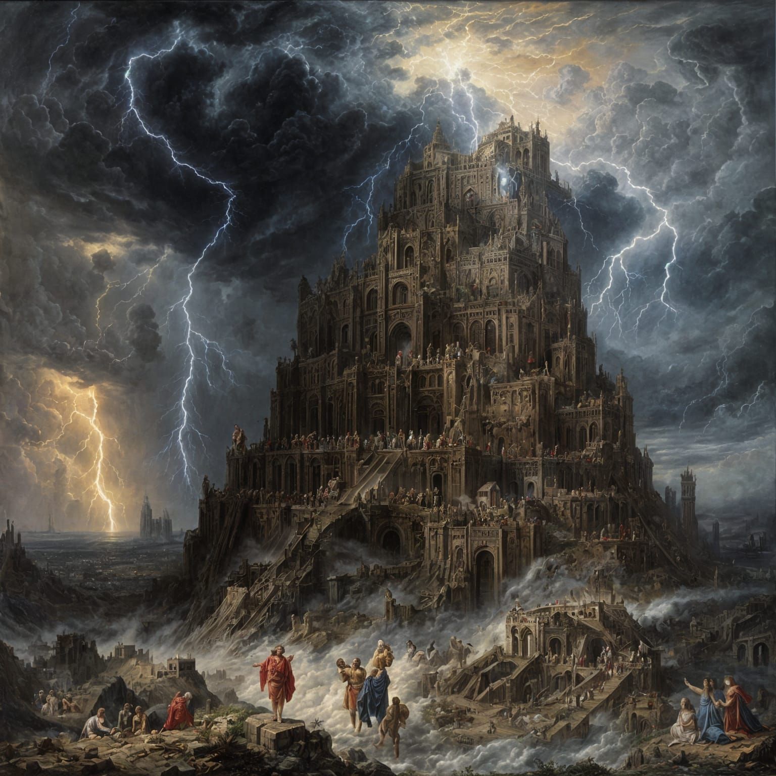 Tower of Babel Under Construction, Divine Storm and Angels