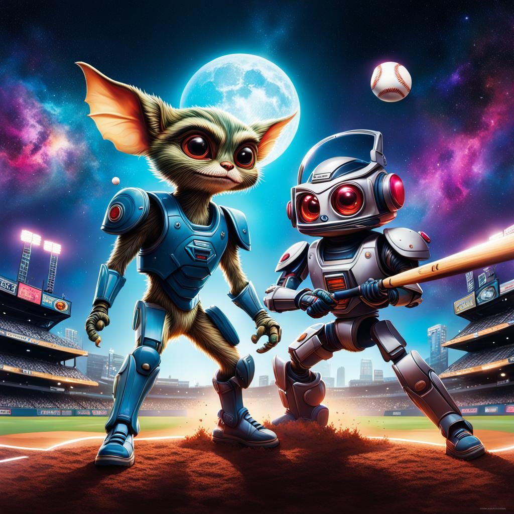 Gremlins and Robots Baseball in Galaxy Splash Art