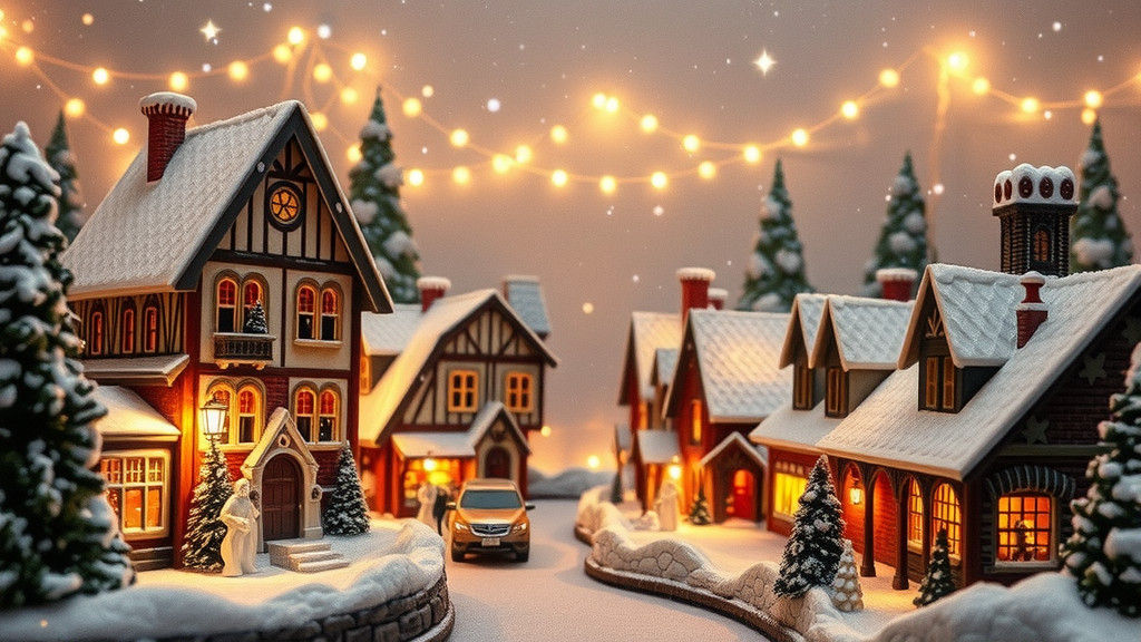 Victorian Christmas Village in Snow Globe Style