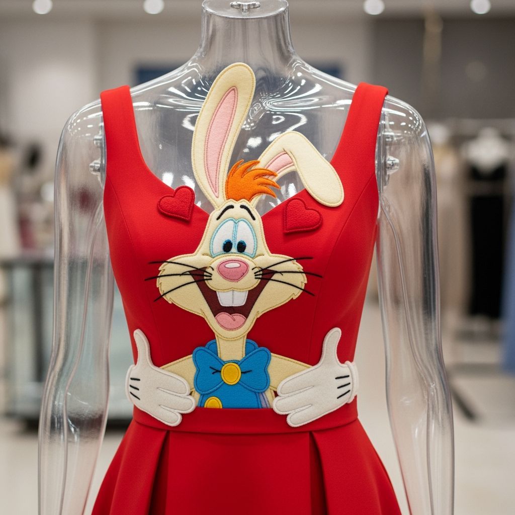 Roger Rabbit Felt Appliqué Formal Evening Gown
