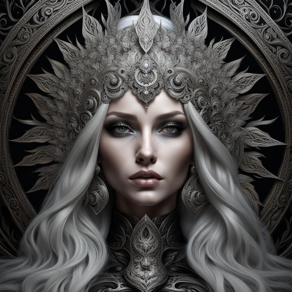 Goddess with Silver Hair on Throne in Artificial Nightmares ...