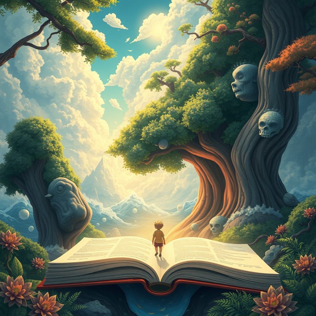 Child Embraced by Nature's Magic in Ghibli Style