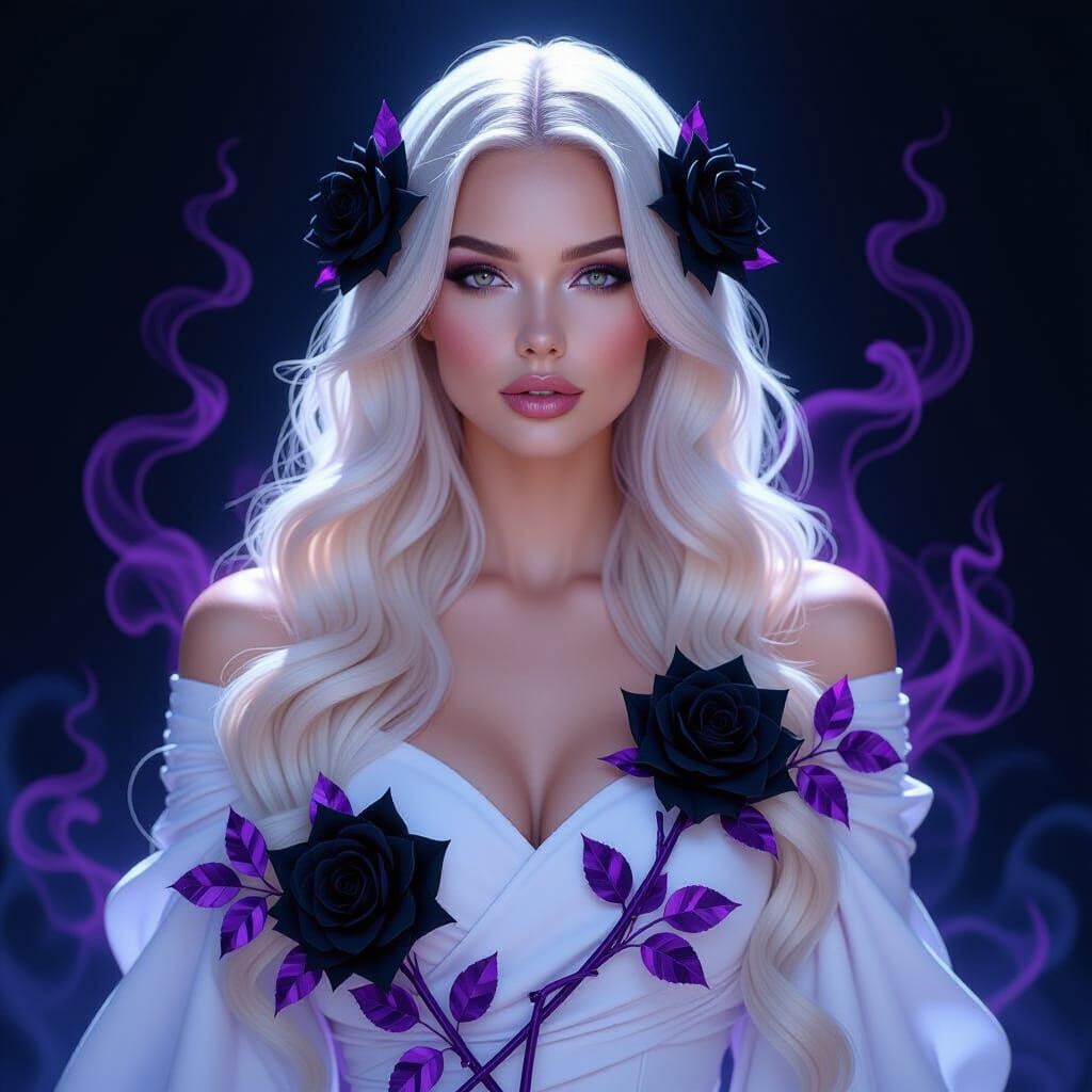 Woman in Purple Smoke, Double Exposure Effect