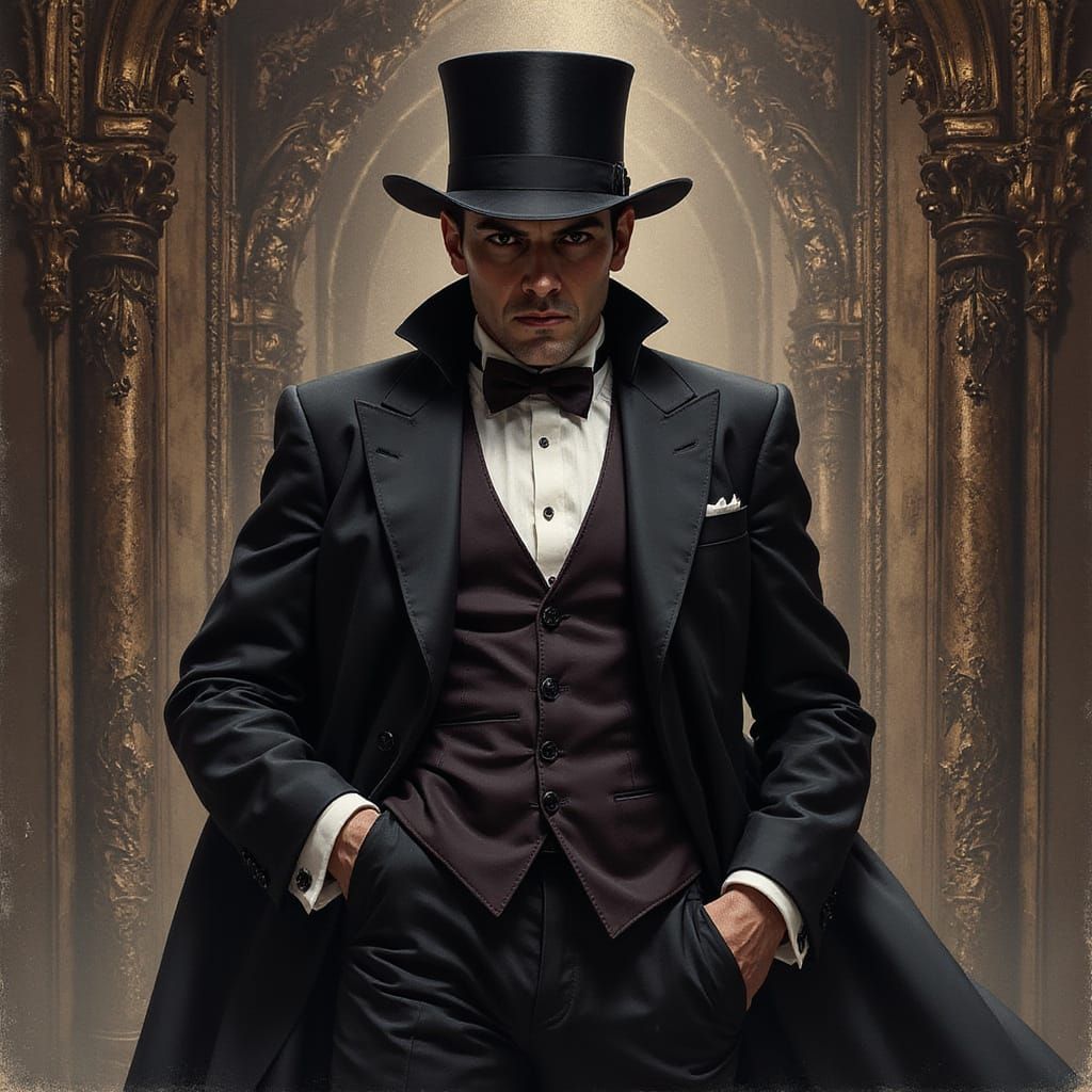 Elegant Sinister Villain in Dramatic Lighting