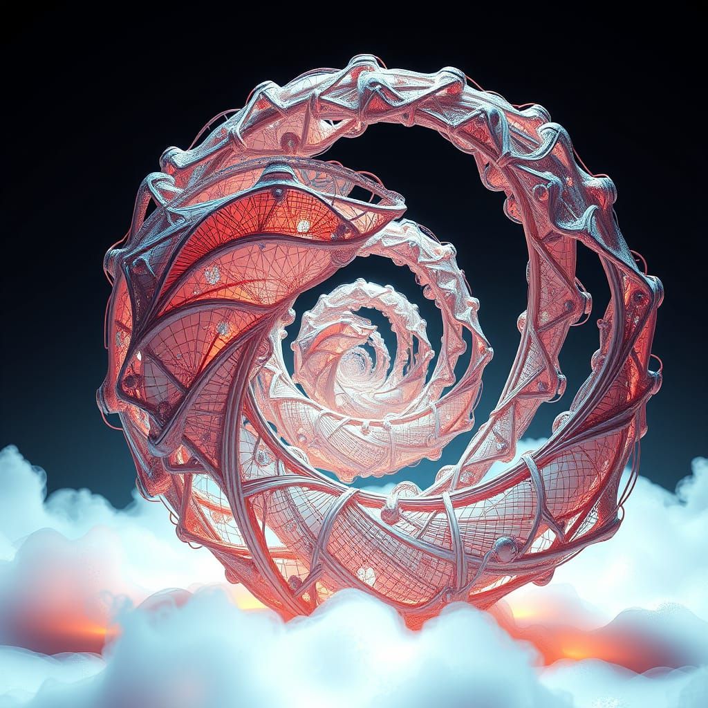 Ethereal Fractal Geometries in Cyberpunk Style